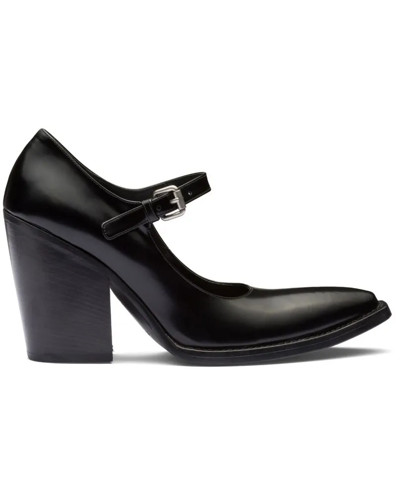 Prada Pumps aus gebürstetem Leder 95mm - Schwarz Schwarz