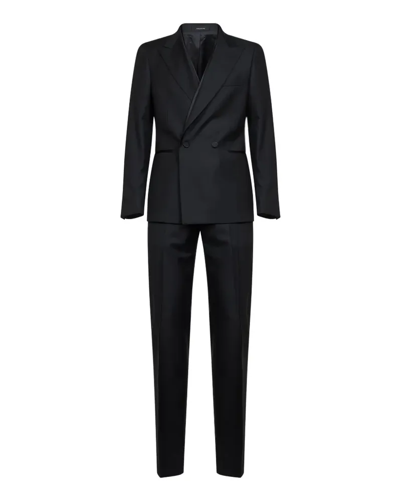 Tagliatore double-breasted virgin-wool suit - Schwarz Schwarz