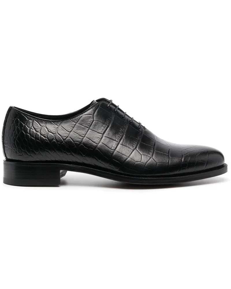 Scarosso Schnürschuhe mit Kroko-Optik - Schwarz Schwarz