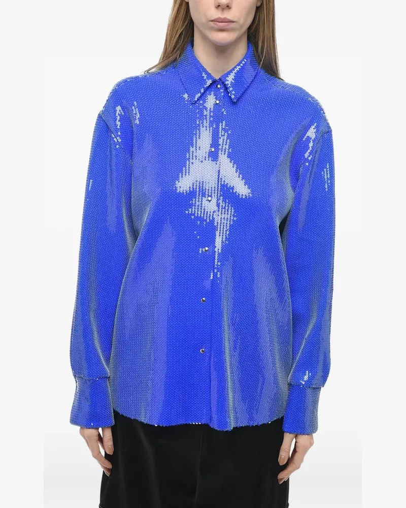 David Koma sequin-embellishd shirt - Blau Blau