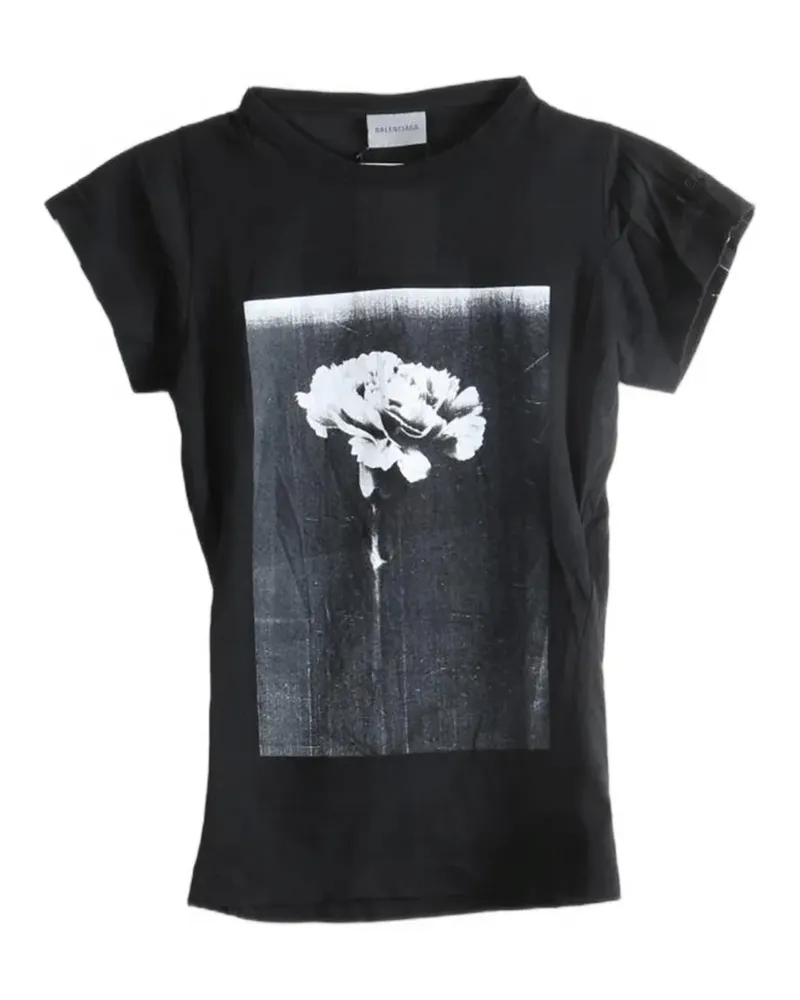 Balenciaga flower-print T-shirt - Schwarz Schwarz