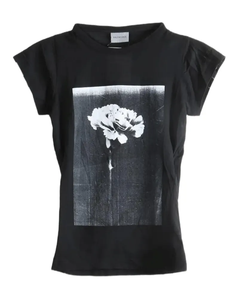 Balenciaga T-Shirt mit Blumenprint - Schwarz Schwarz