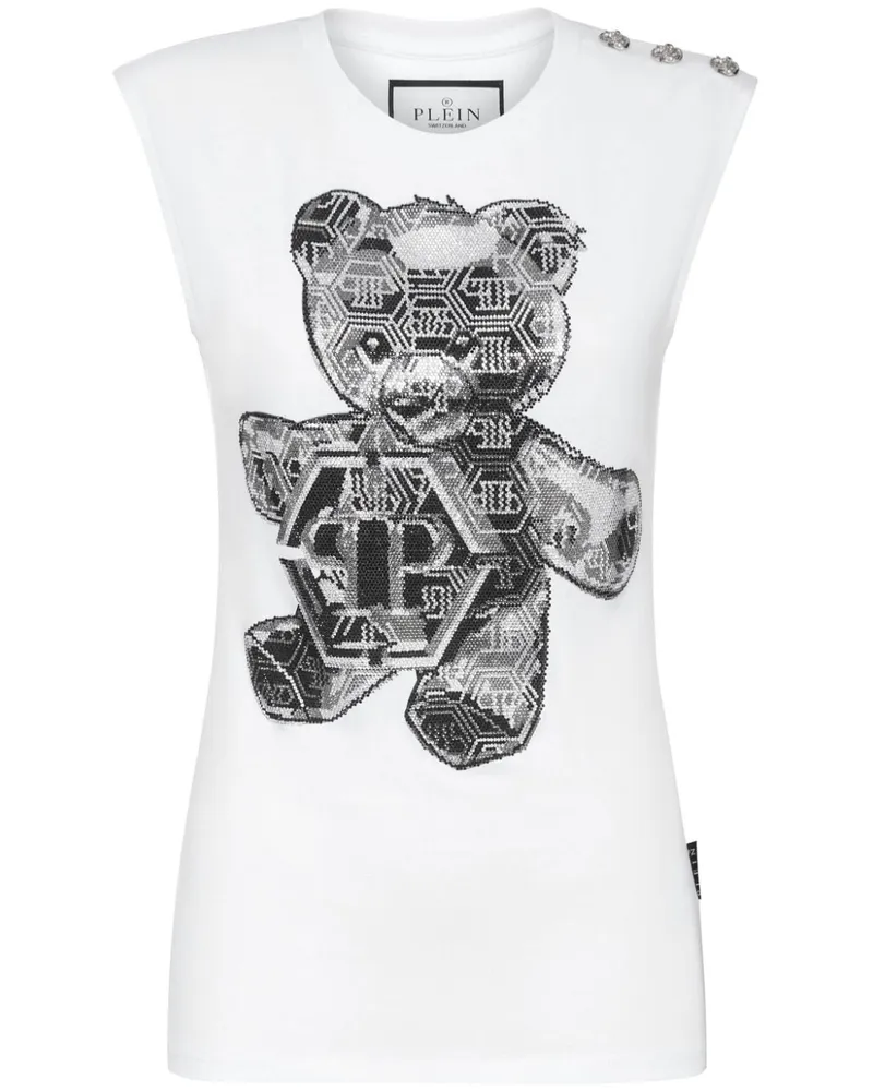 Philipp Plein Top mit Kristallen - Weiß Weiß