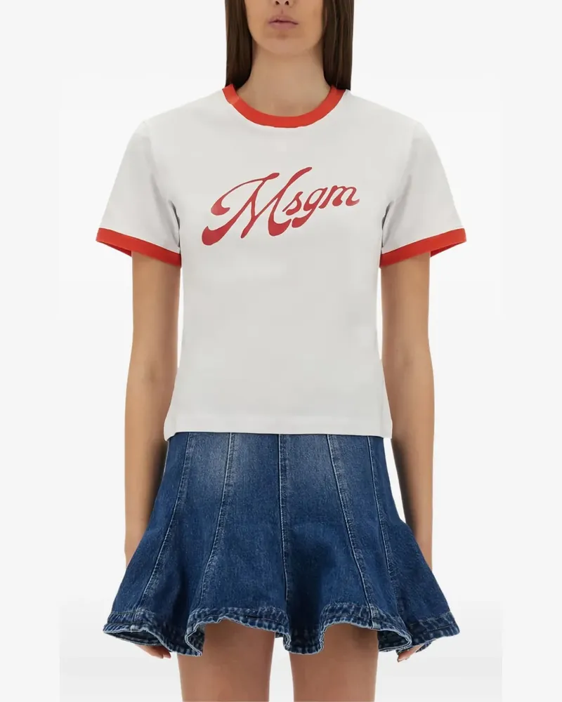 MSGM T-Shirt mit Logo-Print - Weiß Weiß