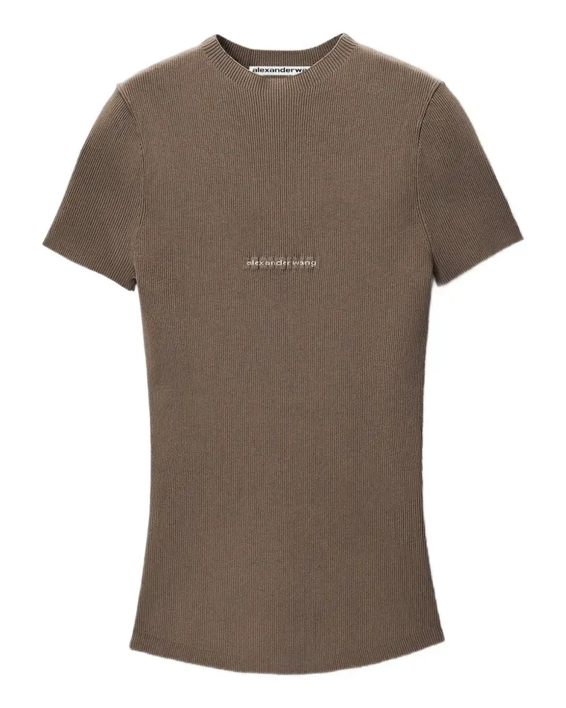Alexander Wang Geripptes Oberteil mit Jacquard-Logo - Braun Braun