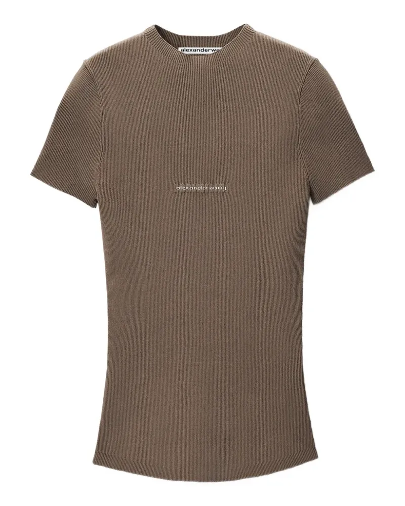 Alexander Wang Geripptes Oberteil mit Jacquard-Logo - Braun Braun