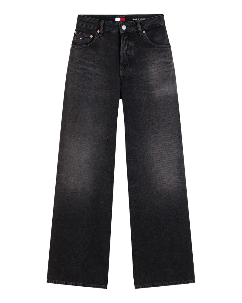 Tommy Hilfiger Charlie Jeans mit weitem Bein und verwaschenem Effekt - Schwarz Schwarz