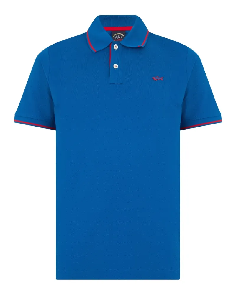 Paul & Shark logo-embroidered tipped polo shirt - Blau Blau