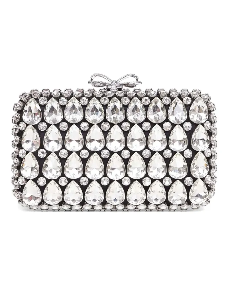 Self-Portrait crystal-embellished bow clutch - Silber Silber