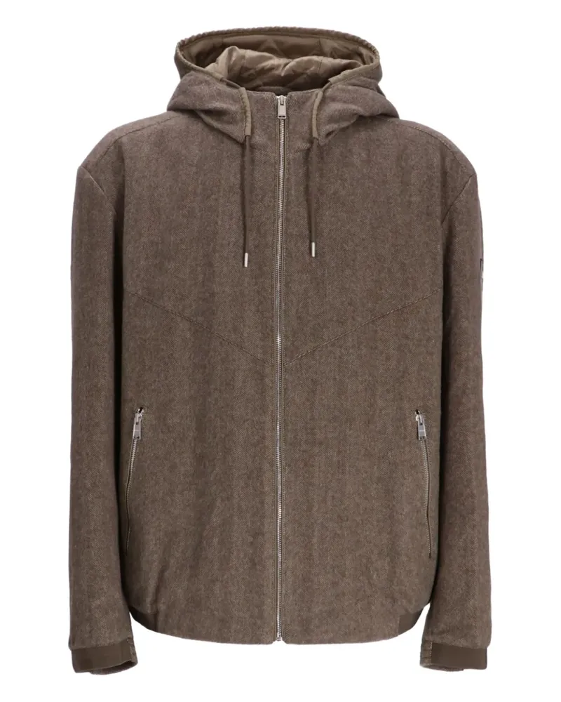 HUGO BOSS Kapuzenjacke mit Logo-Patch - Braun Braun