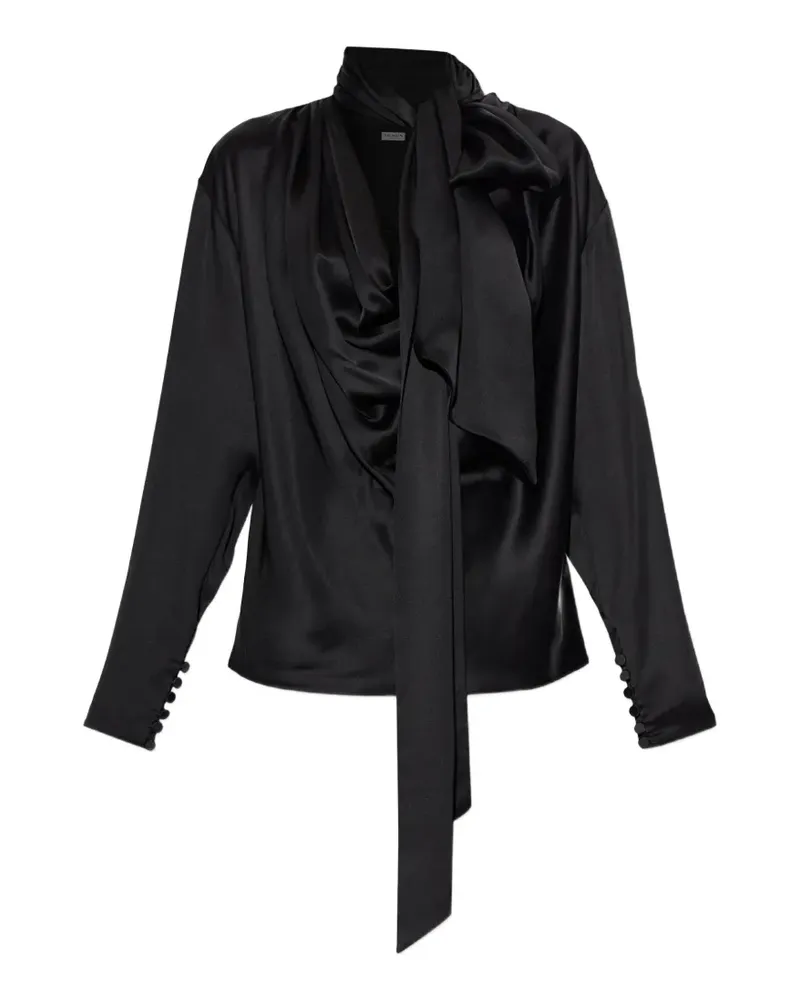 Balmain draped long-sleeve blouse - Schwarz Schwarz