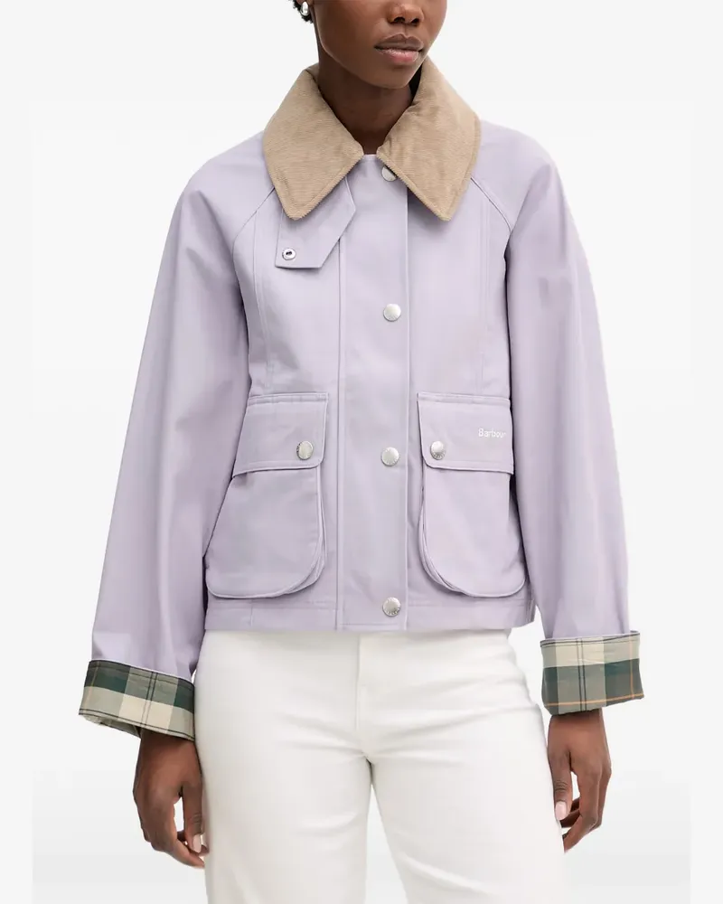 Barbour Karierte Jacke mit Cordkragen - Violett Violett