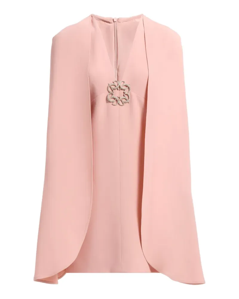 Elie Saab Minikleid mit Cape-Overlay und Kristallen - Rosa Rosa