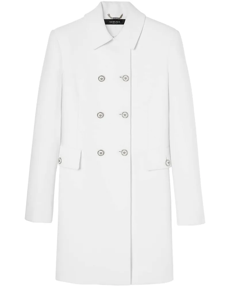 Versace Doppelreihiger Mantel mit Spreizkragen - Weiß Weiß