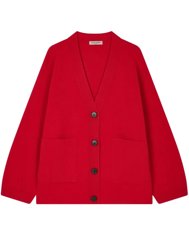 STUDIO TOMBOY Cardigan mit V-Ausschnitt - Rot Rot