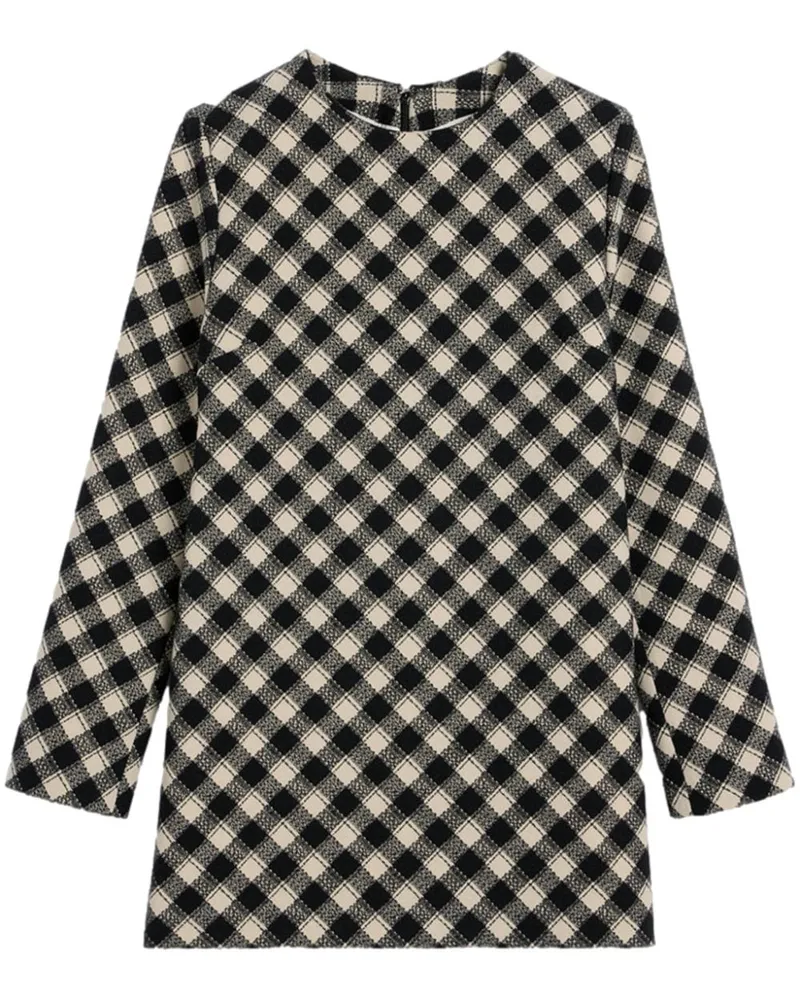 AMI Paris Minikleid mit Karomuster - Schwarz Schwarz