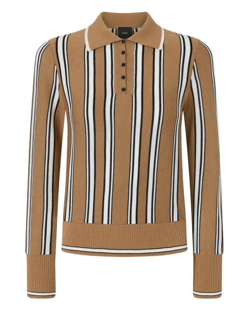 Pinko Gestreifter Cardigan mit Polokragen - Braun Braun