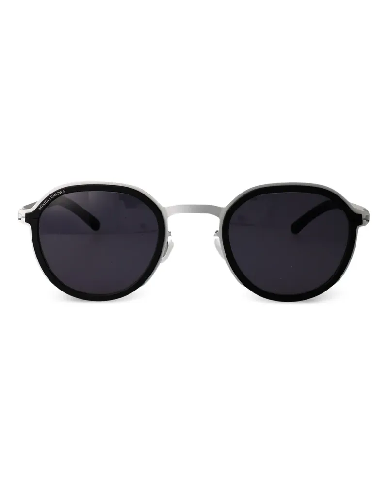 Mykita Runde Brille aus Edelstahl - Schwarz Schwarz