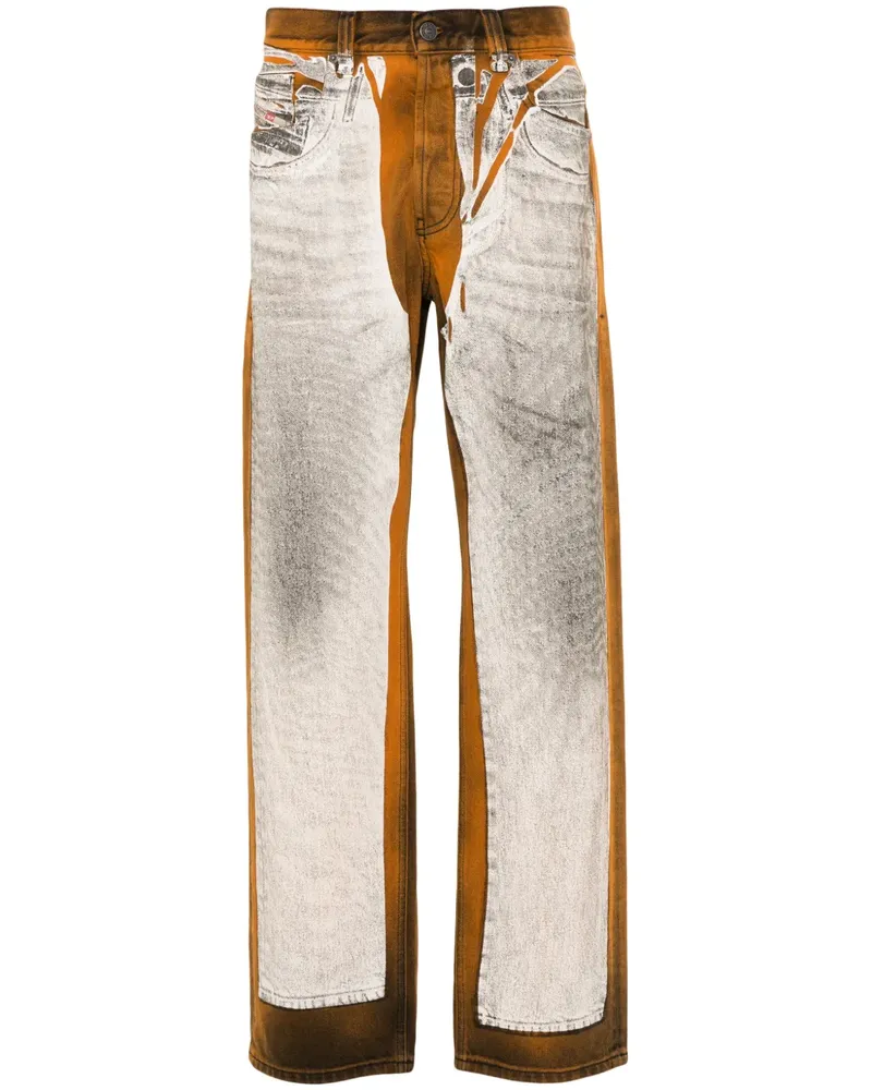 Diesel Gerade Jeans mit Trompe-l'oeil-Effekt - Orange Orange