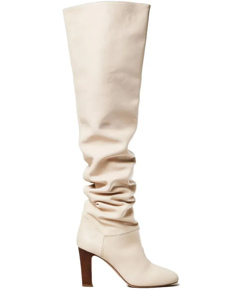 Twin-Set Overknee-Stiefel aus Nappaleder 90mm - Weiß Weiß