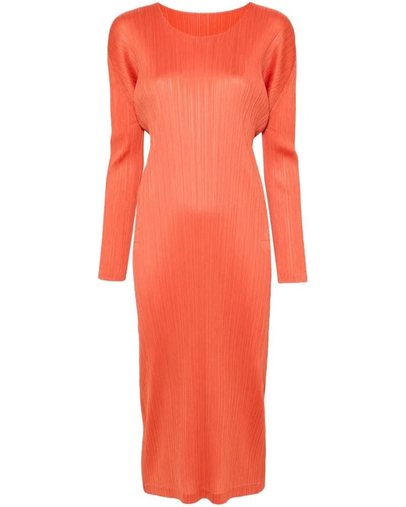 Issey Miyake Plissiertes Midikleid - Orange Orange