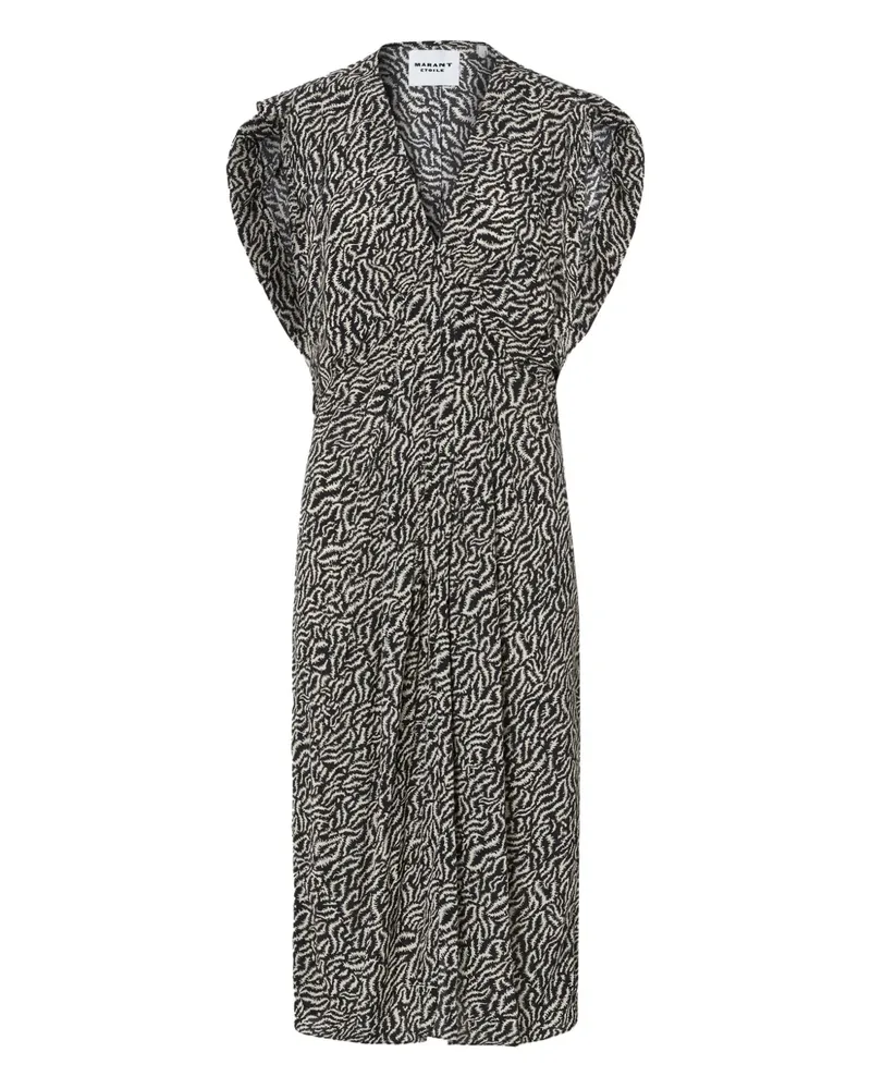 Isabel Marant pleated ruffle-sleeve dress - Schwarz Schwarz