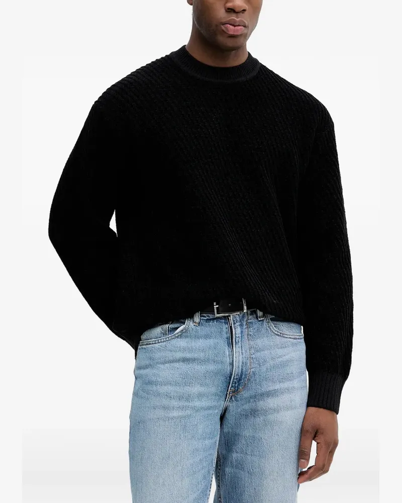 HUGO BOSS crew-neck textured sweater - Schwarz Schwarz
