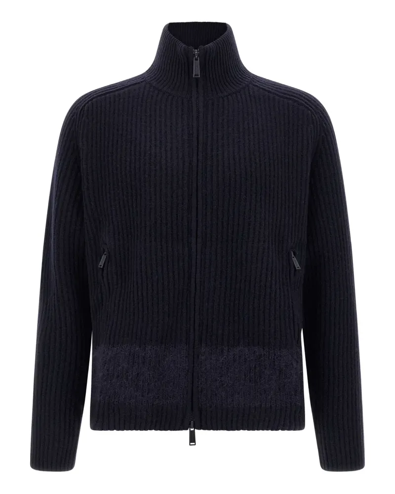 Dsquared2 Gerippter Cardigan mit Stehkragen - Blau Blau