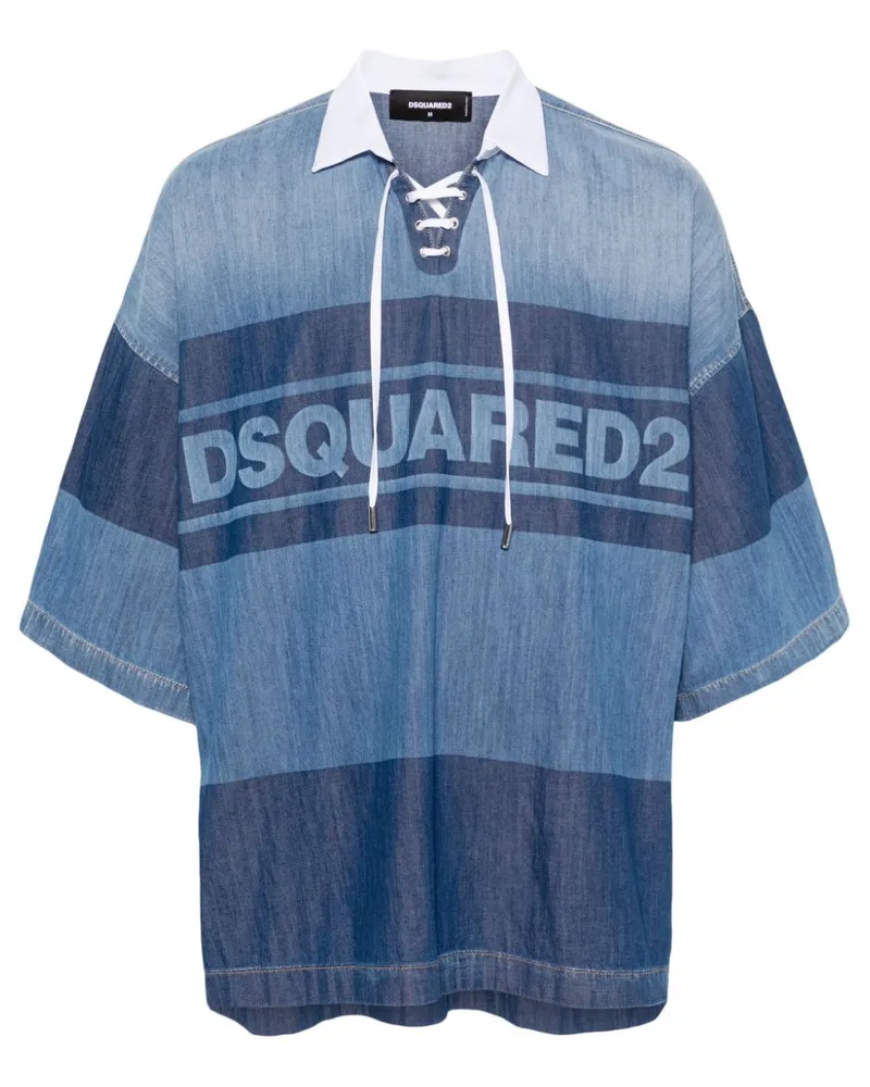 Dsquared2 Jeans-Poloshirt mit Logo-Print Blau