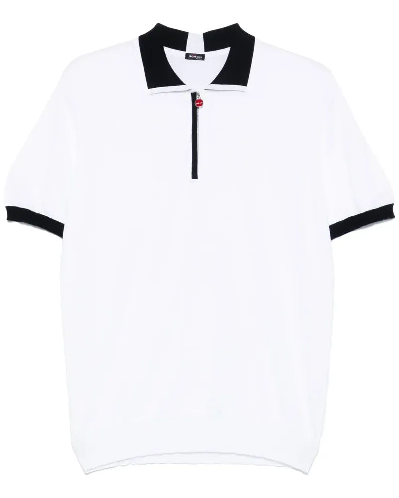Kiton Gestricktes Poloshirt - Weiß Weiß