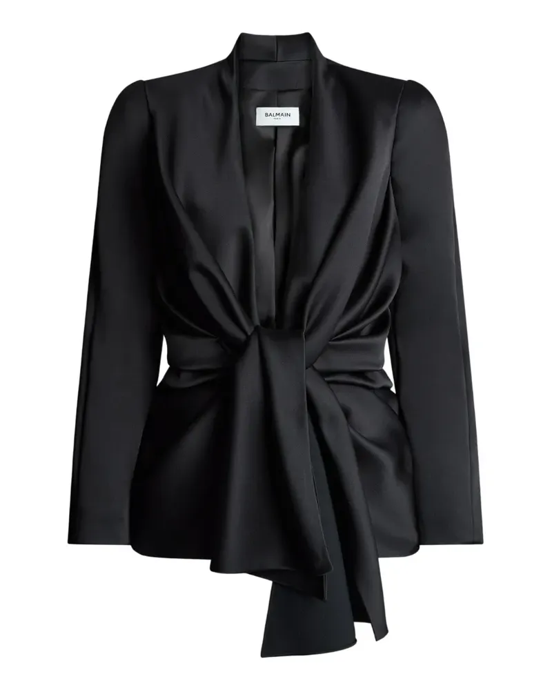 Balmain Jacke aus Satin-Krepp mit Schleifendetail - Schwarz Schwarz