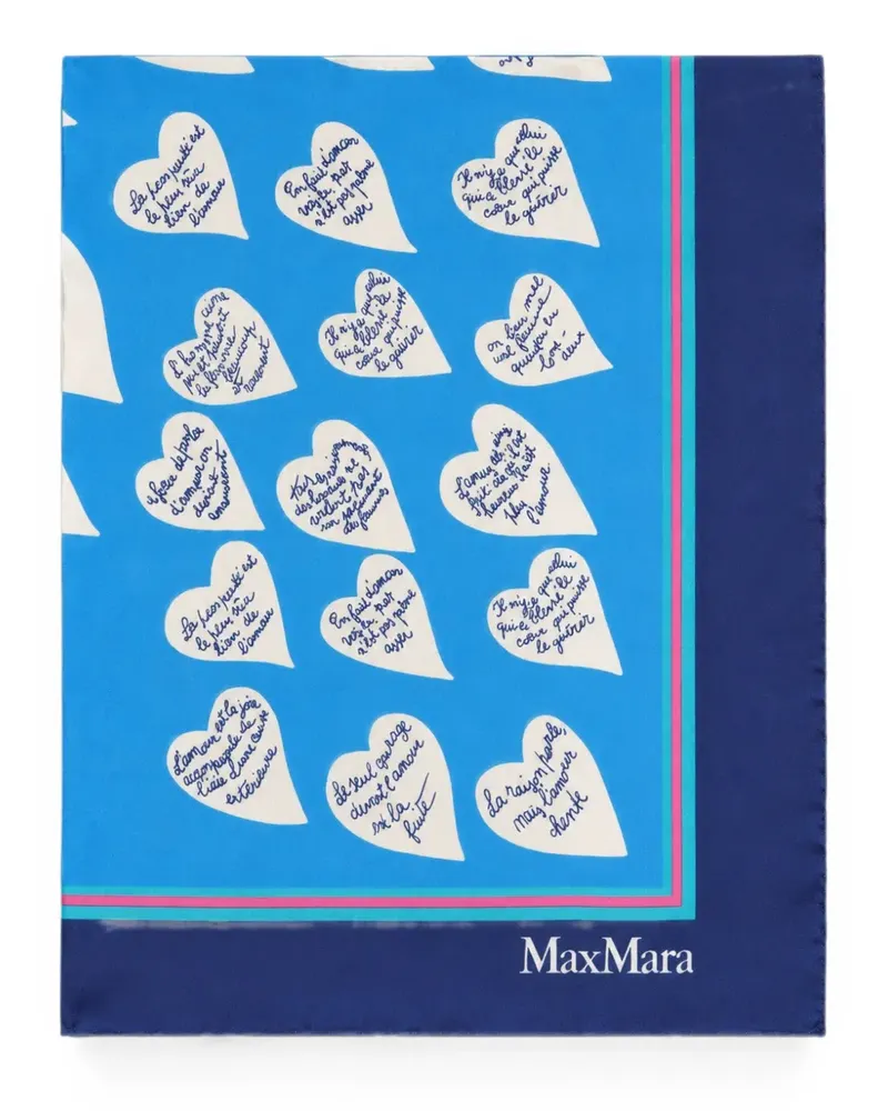 Max Mara Seidenschal mit Print - Blau Blau