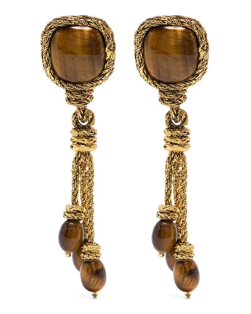 Aurélie Bidermann Miki tiger eye earrings - Gold Gold