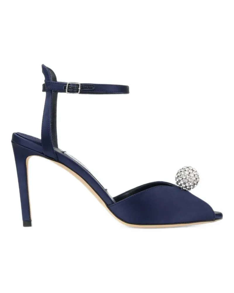 Jimmy Choo Sacora Sandalen aus Satin mit Kristallen - Blau Blau