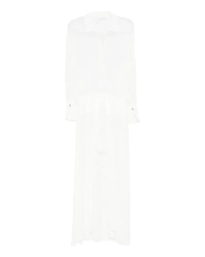 Patrizia Pepe lace-up ruffled asymmetric dress - Weiß Weiß