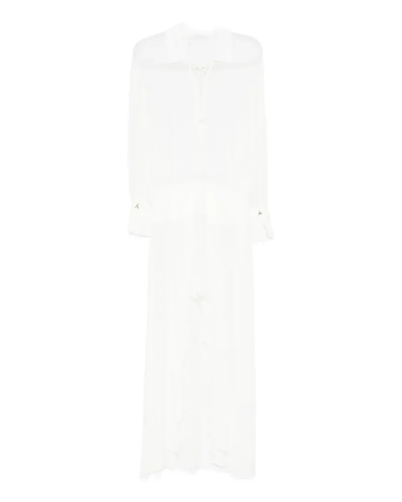 Patrizia Pepe lace-up ruffled asymmetric dress - Weiß Weiß