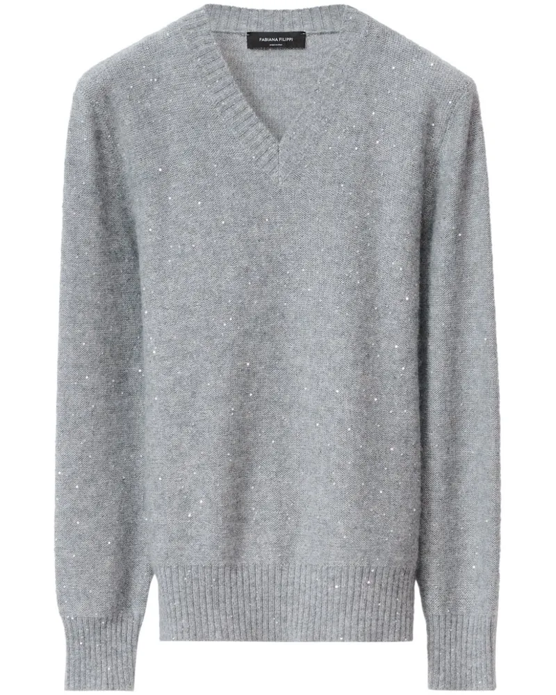 Fabiana Filippi Pullover mit Pailletten - Grau Grau
