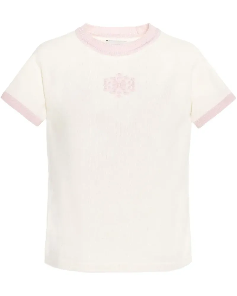 Barrie T-Shirt aus Kaschmir mit Logo-Verzierung - Weiß Weiß