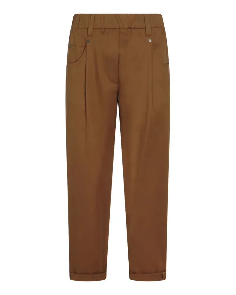 Brunello Cucinelli elasticated-waistband pleated trousers - Braun Braun