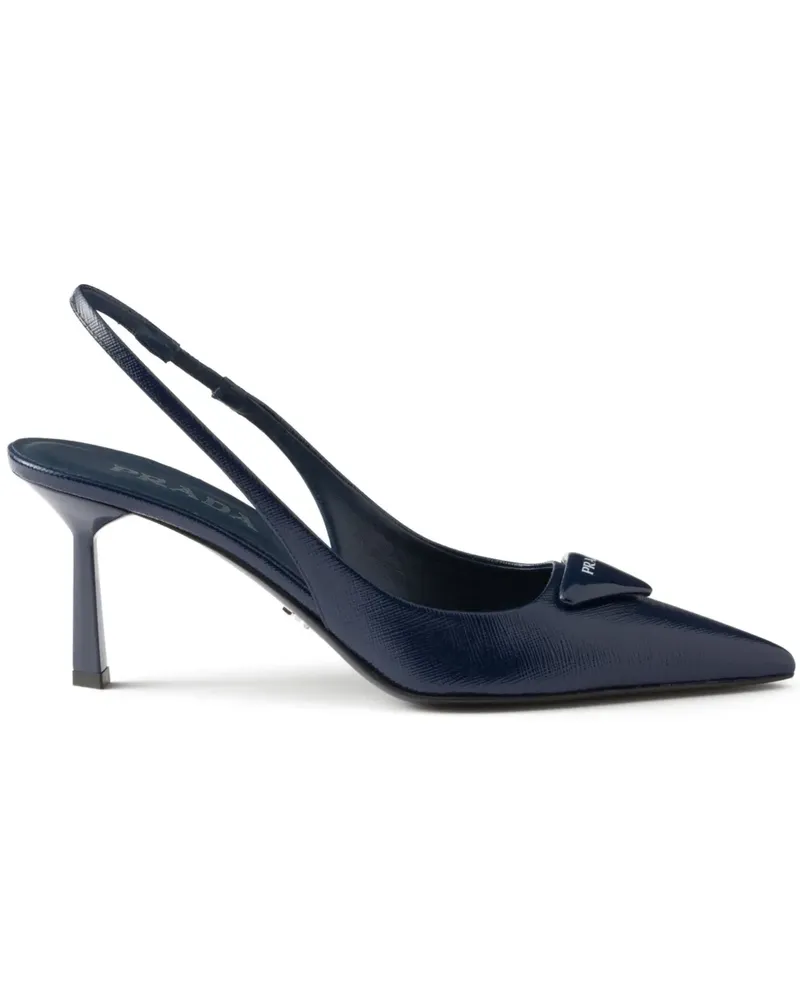 Prada Slingback-Pumps mit Triangel-Logo 75mm - Blau Blau