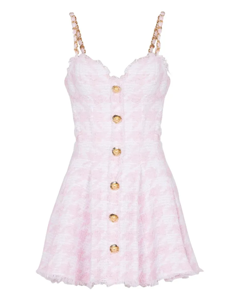 Balmain Tweed-Minikleid in A-Linie - Rosa Rosa