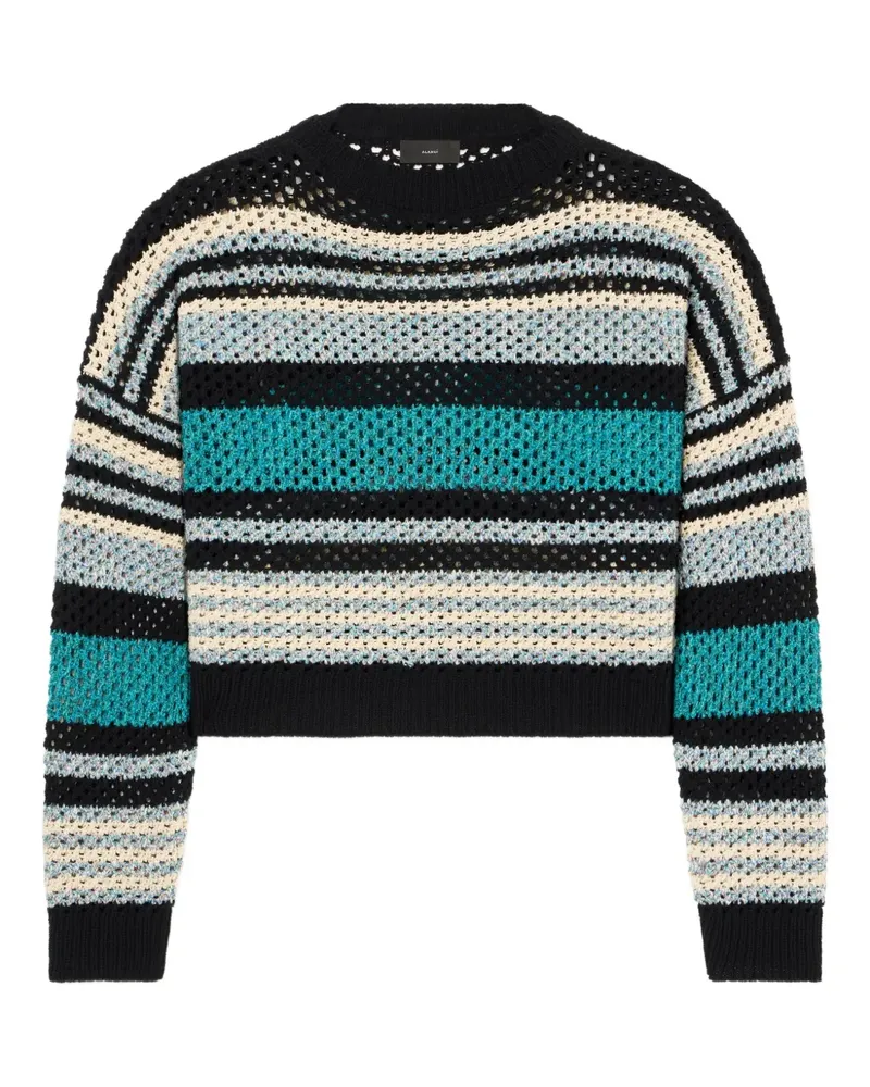 Alanui Ocean Stripes Pullover in Lochstrick - Schwarz Schwarz