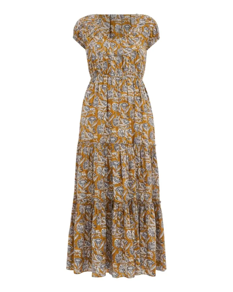 Ulla Johnson Alexi Midi floral-print tiered dress - Gelb Gelb