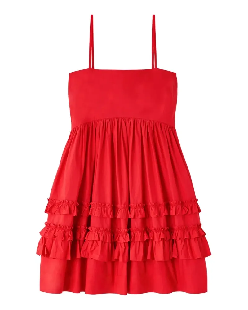 Ganni Gestuftes Minikleid mit Rüschen - Rot Rot