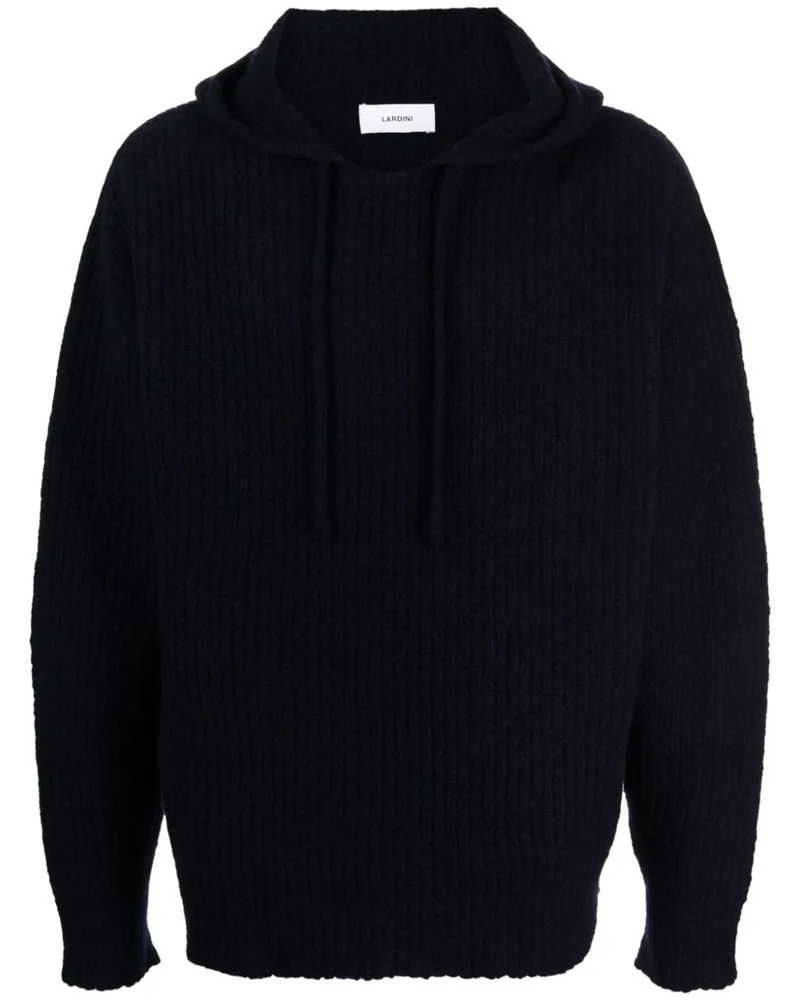 LARDINI Gerippter Hoodie Schwarz