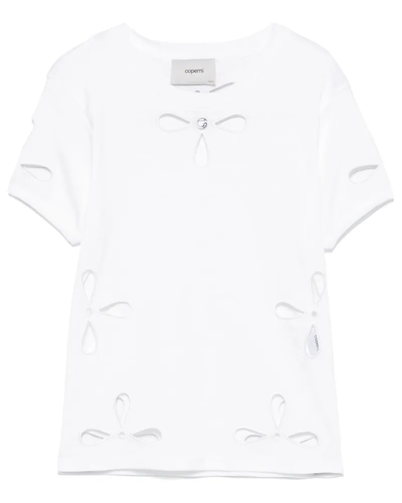 COPERNI T-Shirt mit Blumenstickerei - Weiß Weiß