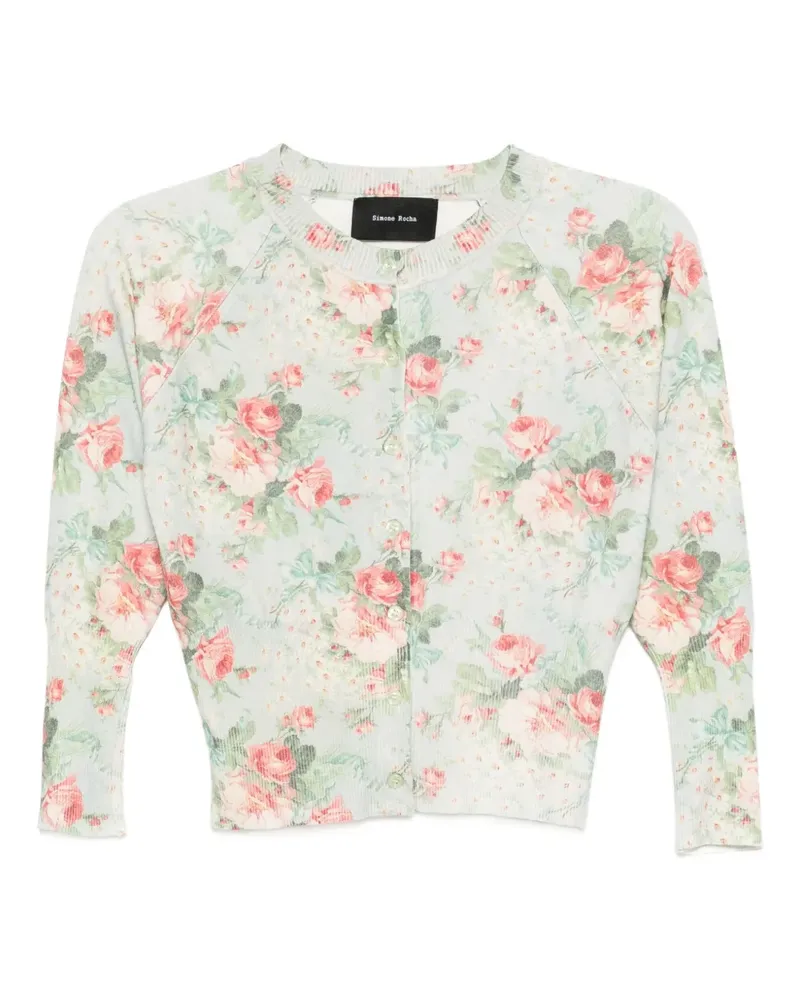 Simone Rocha Schmaler Cardigan mit Blumen - Blau Blau