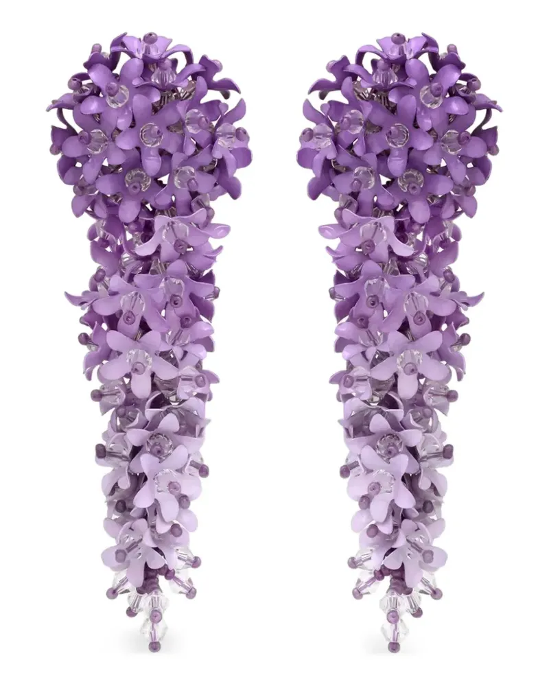 Oscar de la Renta Hängeohrringe im Blumendesign - Violett Violett