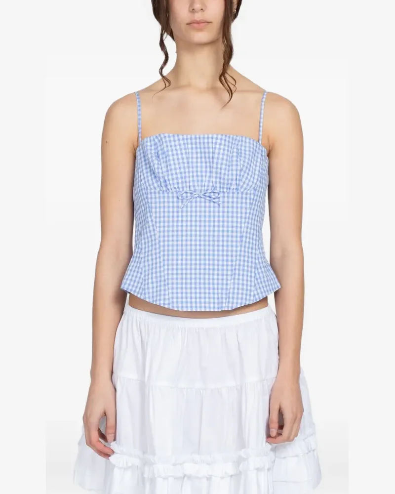 Sandy Liang Hotaru gingham-check top - Blau Blau