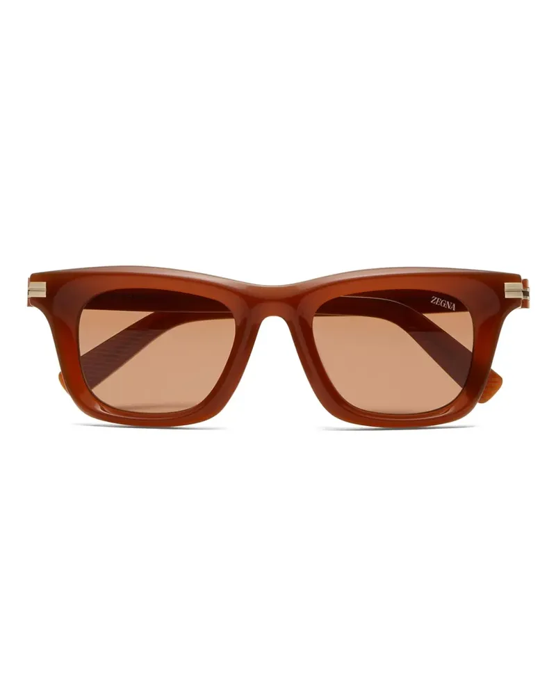 Ermenegildo Zegna Sonnenbrille mit eckigem Gestell - Braun Braun